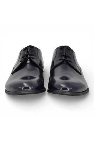 Scarpa allacciata Antica Cuieria in pelle spazzolata colore blu notte. ANTICA CUOIERIA | 22546-SPAZZ. BLU